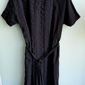 Caara Black stripe belted dress